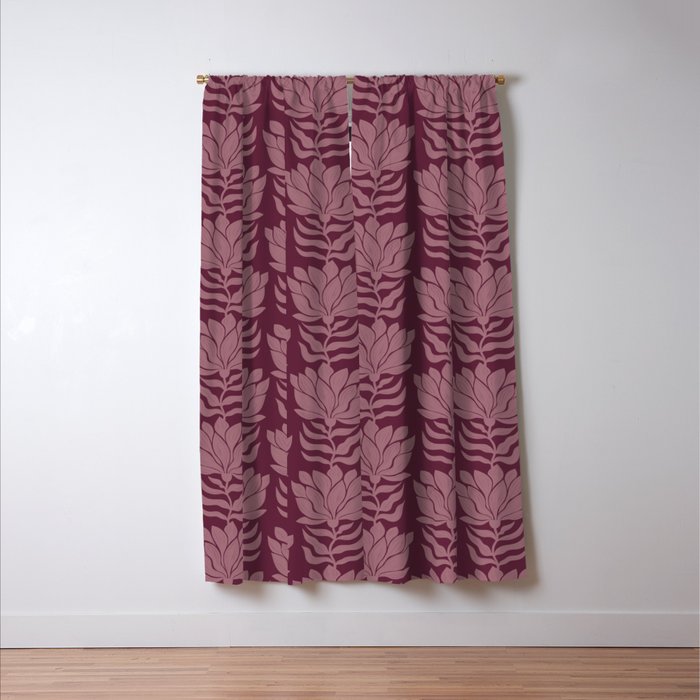 Modern Abstract Wavy Flowers in Plum Violet    Window Curtain Gallery Image 3