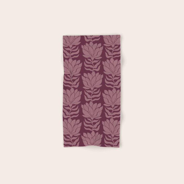 Modern Abstract Wavy Flowers in Plum Violet    Bath Towel Gallery Image 1