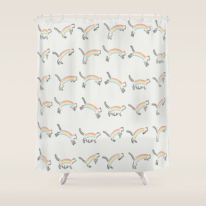Rainbow Cat Shower Curtain Gallery Image 1