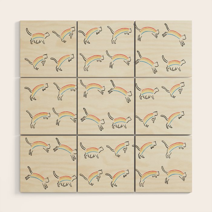 Rainbow Cat Wood Wall Art Gallery Image 1