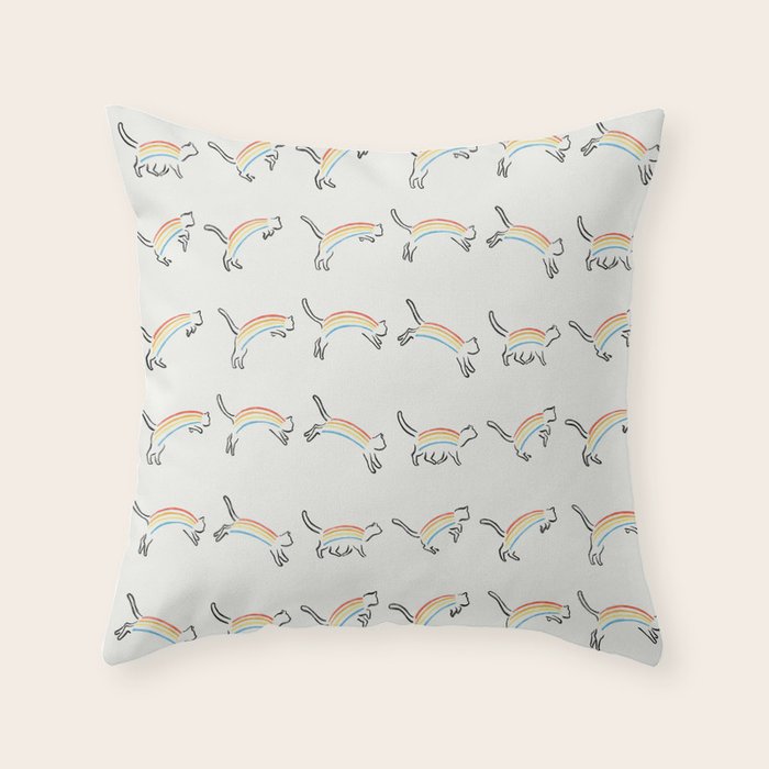 Rainbow Cat Throw Pillow Gallery Image 1