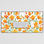 Watercolor California poppies Desk Mat Gallery Image 1
