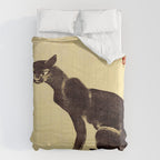 Aoyama Masaharu Black Skinny Cat Japanese Woodblock Print East Asian Art Comforter Gallery Image 6