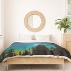 Blue White Milky Way Galaxy At Night Stars At Night Black Trees Silhouette Duvet Cover Gallery Image 3
