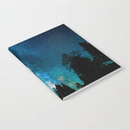 Blue White Milky Way Galaxy At Night Stars At Night Black Trees Silhouette Notebook Gallery Image 2