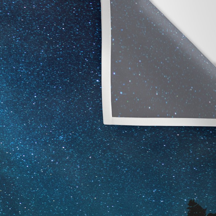 Blue White Milky Way Galaxy At Night Stars At Night Black Trees Silhouette Wall Tapestry Gallery Image 3