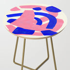 Blue Pink Fun Colorful Mid Century Modern Abstract Painting Shapes Pattern Side Table Gallery Image 2