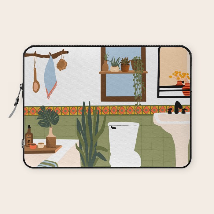 bohemian bathroom Laptop Sleeve Gallery Image 1