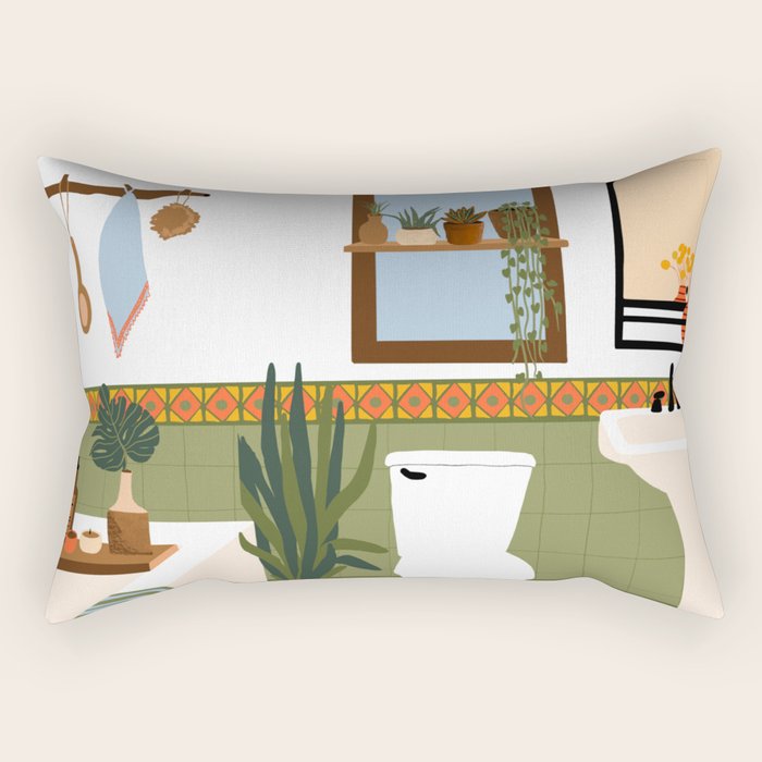bohemian bathroom Rectangular Pillow Gallery Image 1