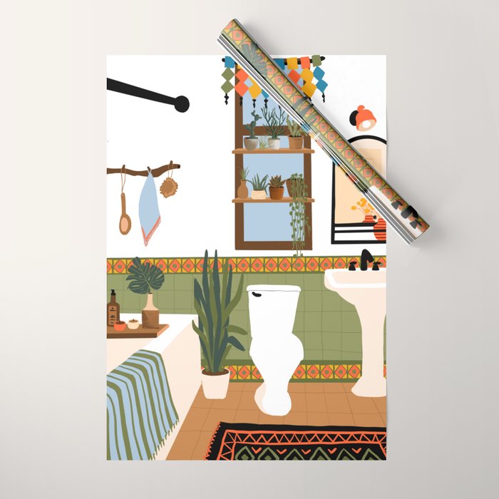 bohemian bathroom Wrapping Paper Gallery Image 1