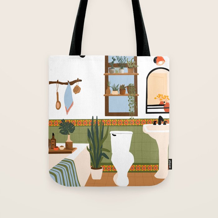 bohemian bathroom Tote Bag Gallery Image 1