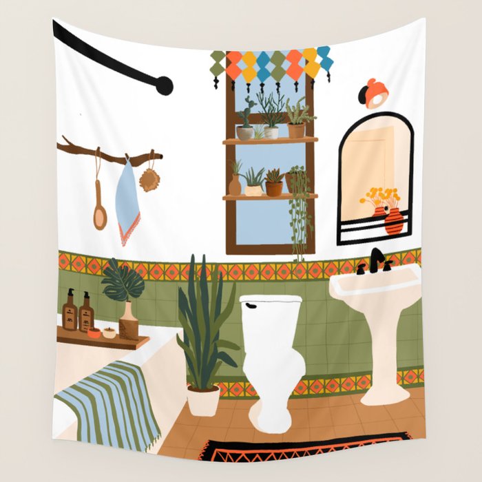 bohemian bathroom Wall Tapestry Gallery Image 4