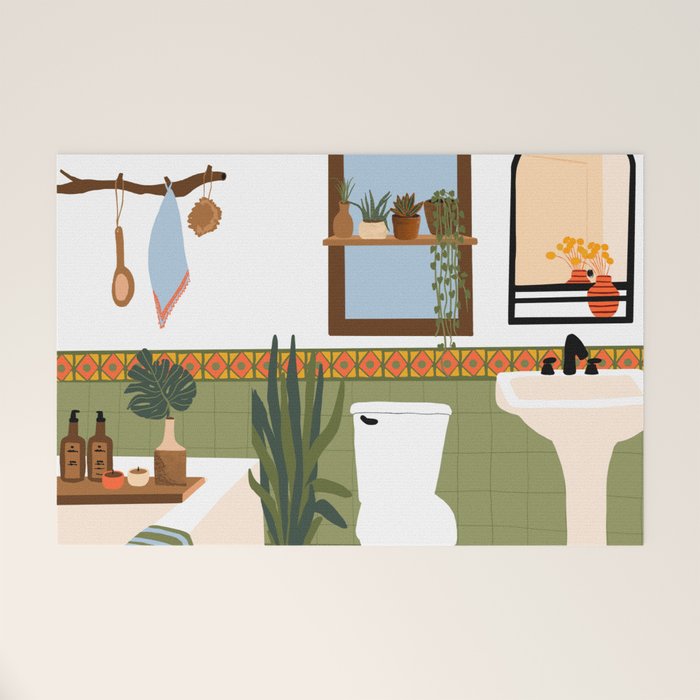 bohemian bathroom Welcome Mat Gallery Image 1