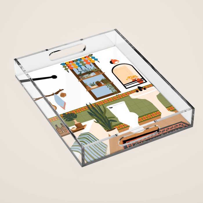bohemian bathroom Acrylic Tray Gallery Image 1