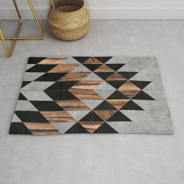 Urban Tribal Pattern No.10 - Aztec - Concrete and Wood Rug Gallery Image 1
