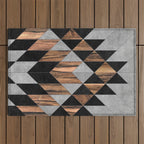 Urban Tribal Pattern No.10 - Aztec - Concrete and Wood Outdoor Rug Gallery Image 1