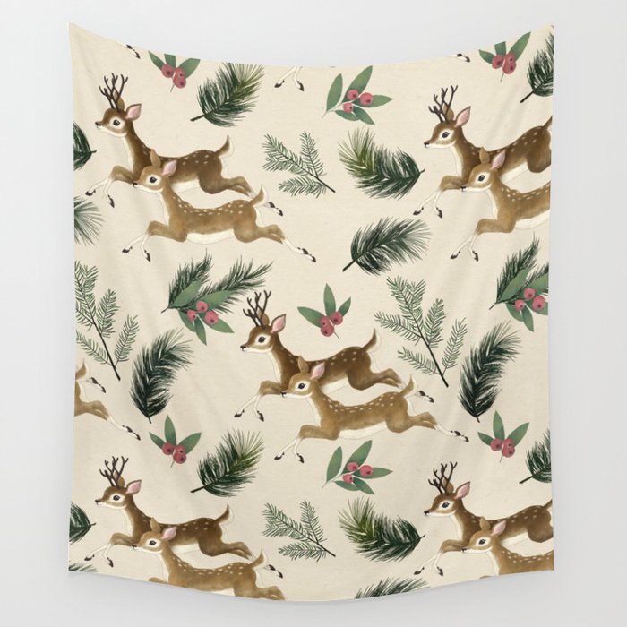 winter deer // repeat pattern Wall Tapestry Gallery Image 4