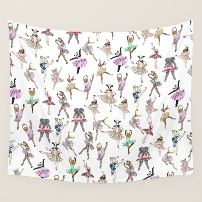 Animal Square Dance Hipster Ballerinas Wall Tapestry Gallery Image 4