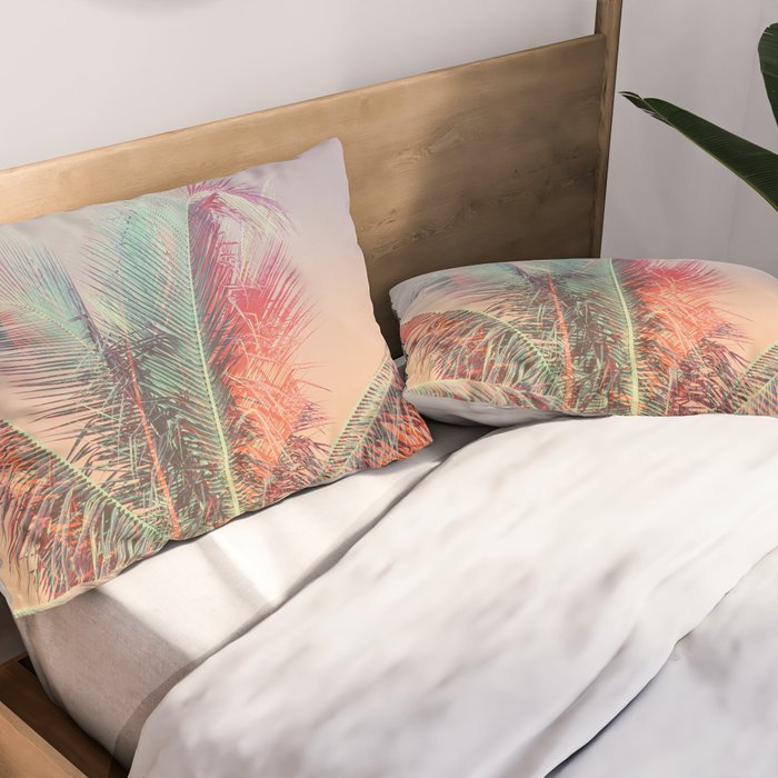 Pastel Palms #2 - Modern Tropical Photograph Pillow Sham Gallery Image 2