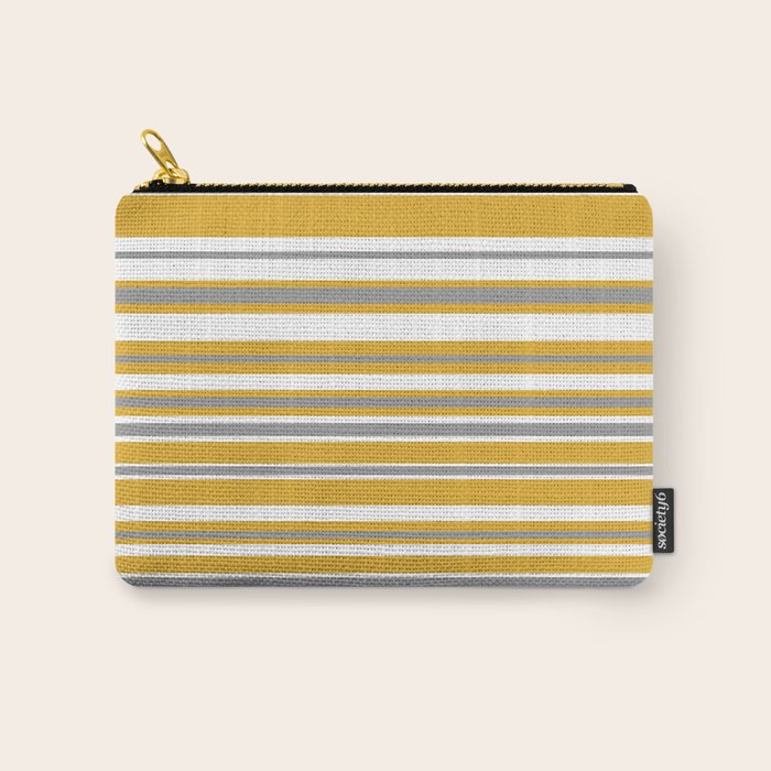 Perfectly Mustard Stripe Pattern with White and Gray Carry All Pouch Gallery Image 1