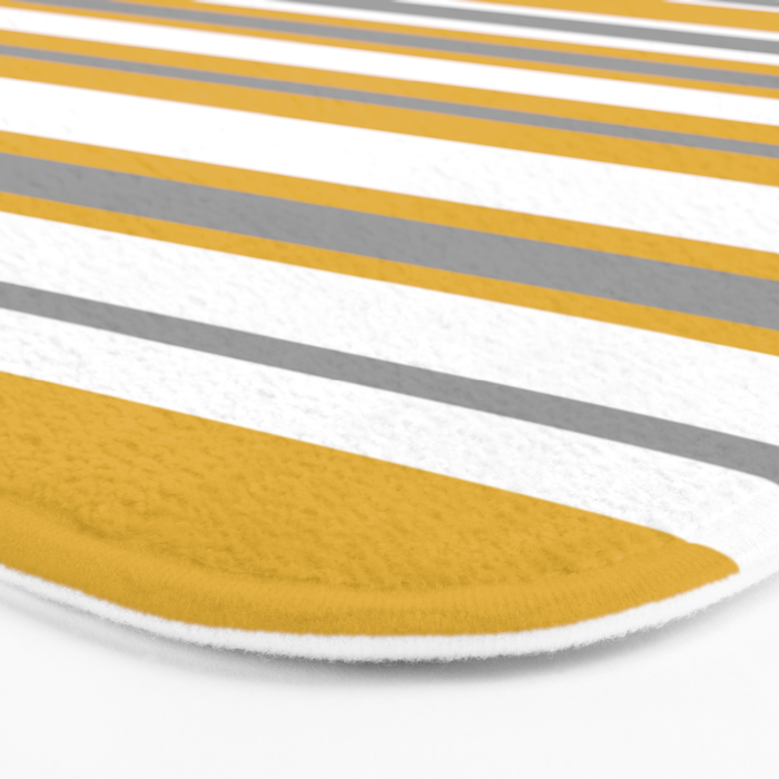 Perfectly Mustard Stripe Pattern with White and Gray Bath Mat Gallery Image 3