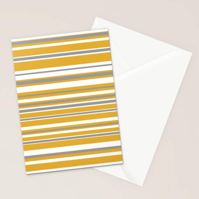 Perfectly Mustard Stripe Pattern with White and Gray Stationery Card Gallery Image 2