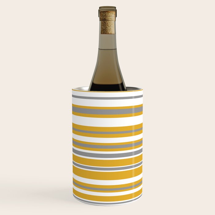 Perfectly Mustard Stripe Pattern with White and Gray Wine Chiller Gallery Image 1