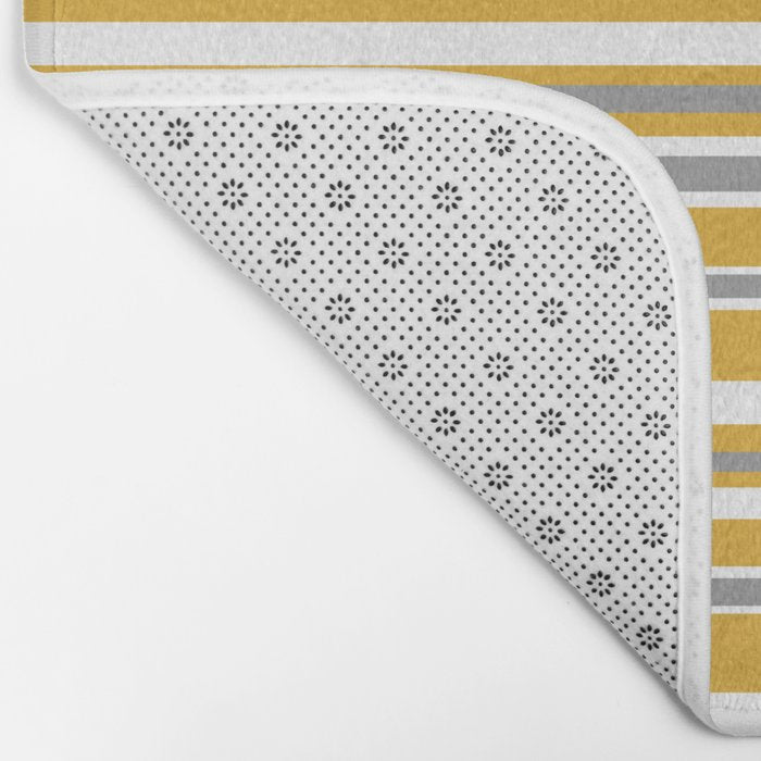 Perfectly Mustard Stripe Pattern with White and Gray Bath Mat Gallery Image 2