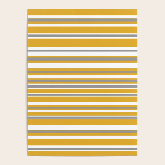 Perfectly Mustard Stripe Pattern with White and Gray Poster Gallery Image 4