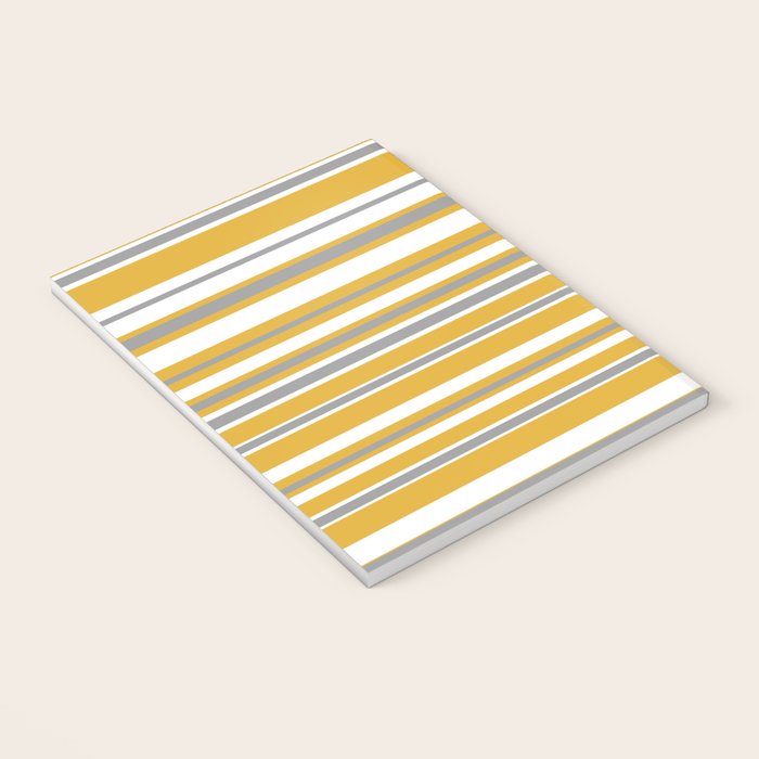 Perfectly Mustard Stripe Pattern with White and Gray Notebook Gallery Image 3