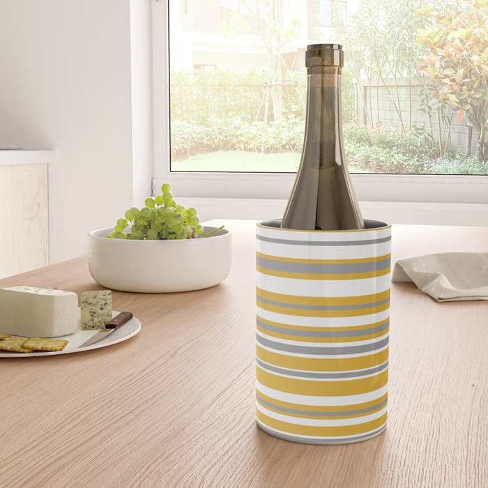 Perfectly Mustard Stripe Pattern with White and Gray Wine Chiller Gallery Image 4