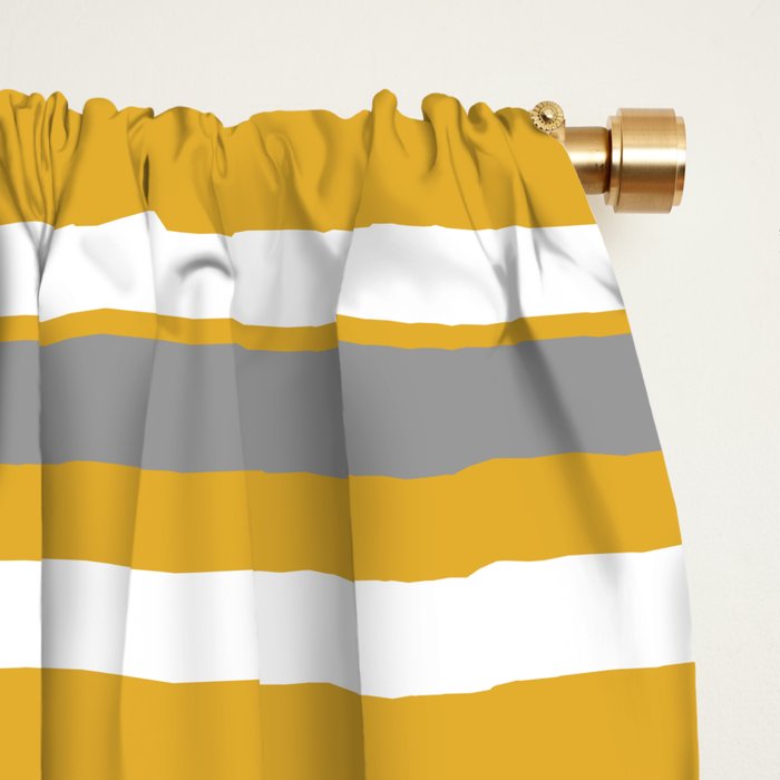 Perfectly Mustard Stripe Pattern with White and Gray Window Curtain Gallery Image 2