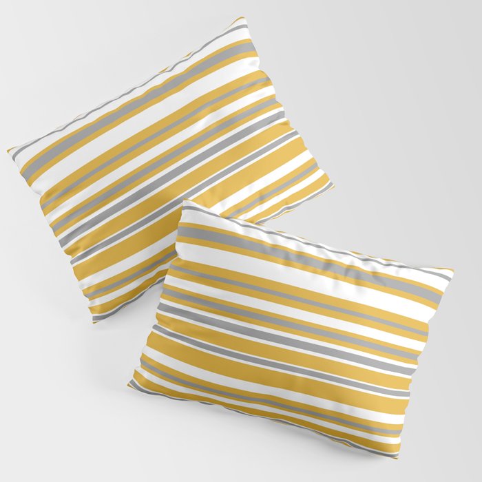 Perfectly Mustard Stripe Pattern with White and Gray Pillow Sham Gallery Image 1
