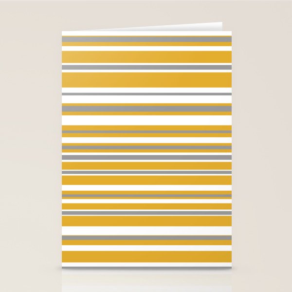 Perfectly Mustard Stripe Pattern with White and Gray Stationery Card Gallery Image 2