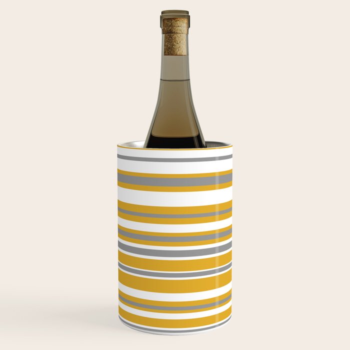 Perfectly Mustard Stripe Pattern with White and Gray Wine Chiller Gallery Image 3