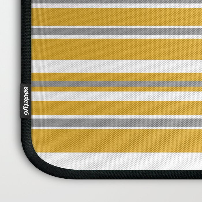 Perfectly Mustard Stripe Pattern with White and Gray Laptop Sleeve Gallery Image 3
