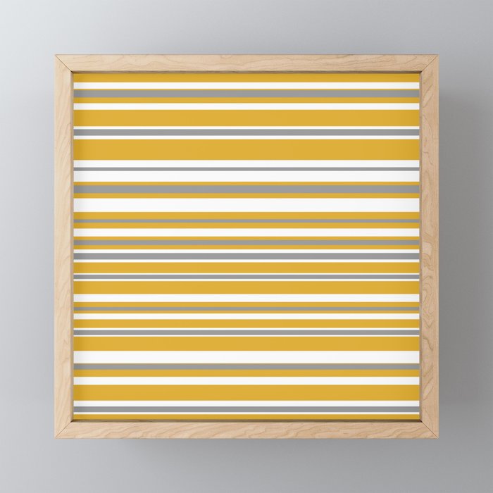 Perfectly Mustard Stripe Pattern with White and Gray Mini Art Print Gallery Image 1