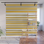 Perfectly Mustard Stripe Pattern with White and Gray Wall Mural Gallery Image 1