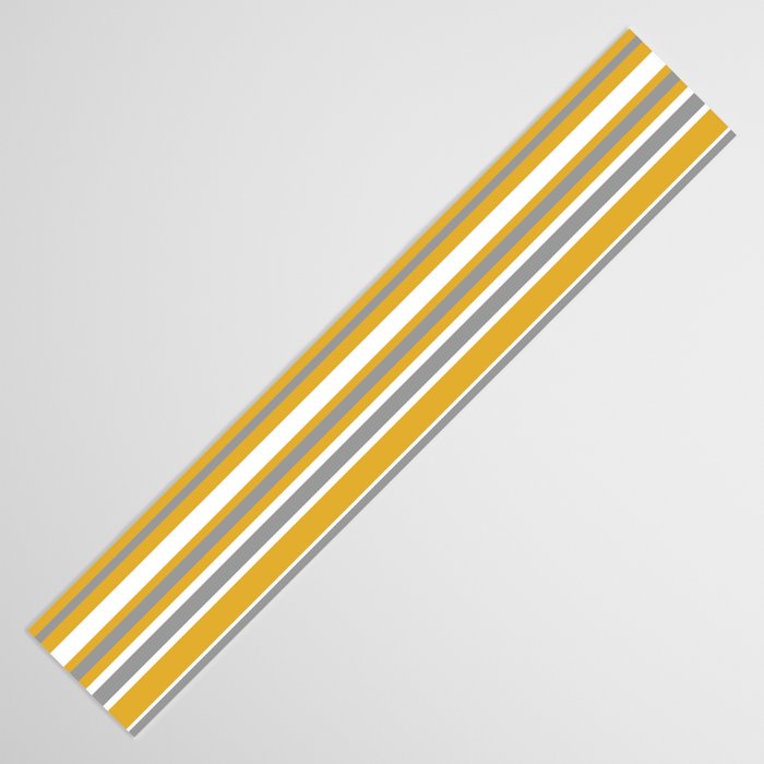 Perfectly Mustard Stripe Pattern with White and Gray Table Runner Gallery Image 3