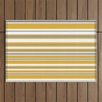 Perfectly Mustard Stripe Pattern with White and Gray Outdoor Rug Gallery Image 1