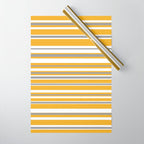 Perfectly Mustard Stripe Pattern with White and Gray Wrapping Paper Gallery Image 1