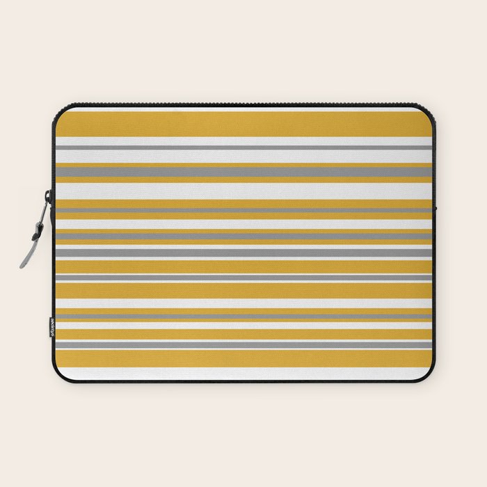 Perfectly Mustard Stripe Pattern with White and Gray Laptop Sleeve Gallery Image 1