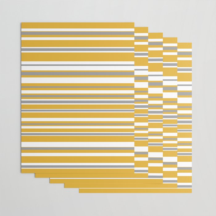 Perfectly Mustard Stripe Pattern with White and Gray Wrapping Paper Gallery Image 3