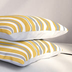 Perfectly Mustard Stripe Pattern with White and Gray Pillow Sham Gallery Image 3