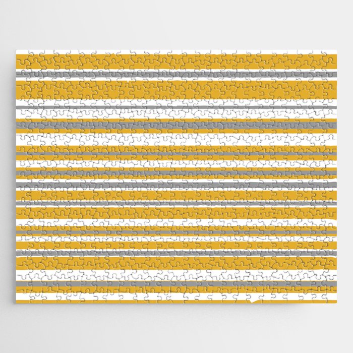 Perfectly Mustard Stripe Pattern with White and Gray Jigsaw Puzzle Gallery Image 1