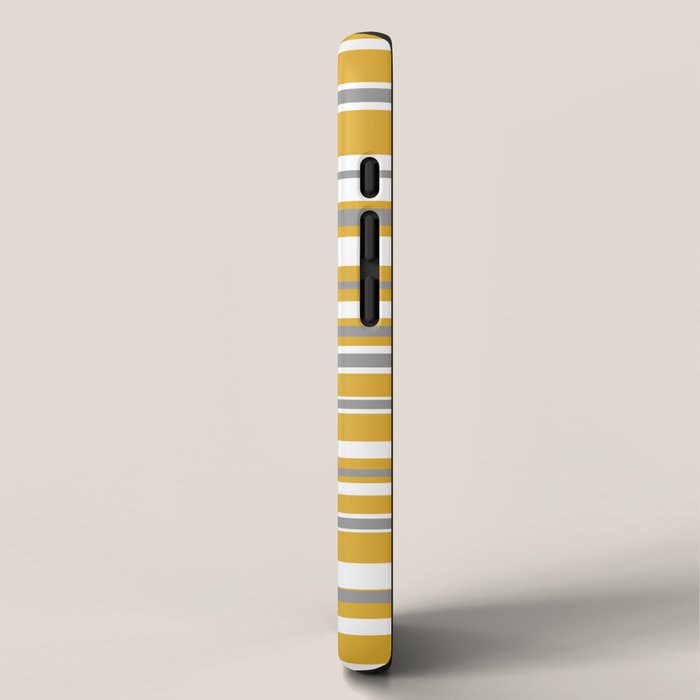 Perfectly Mustard Stripe Pattern with White and Gray iPhone Case Gallery Image 2