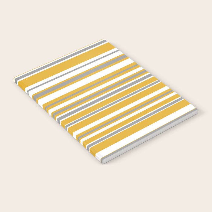 Perfectly Mustard Stripe Pattern with White and Gray Notebook Gallery Image 2