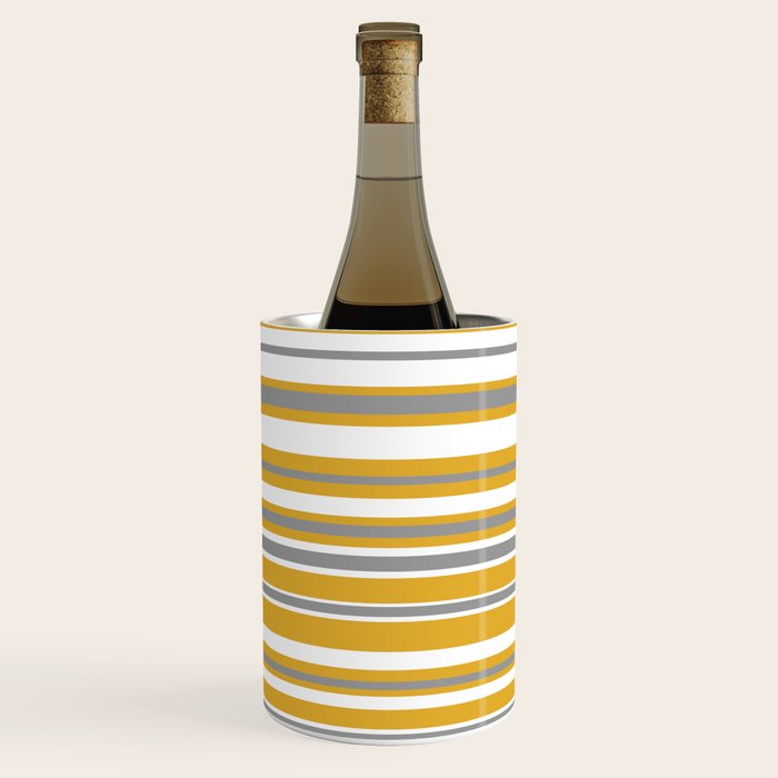 Perfectly Mustard Stripe Pattern with White and Gray Wine Chiller Gallery Image 2