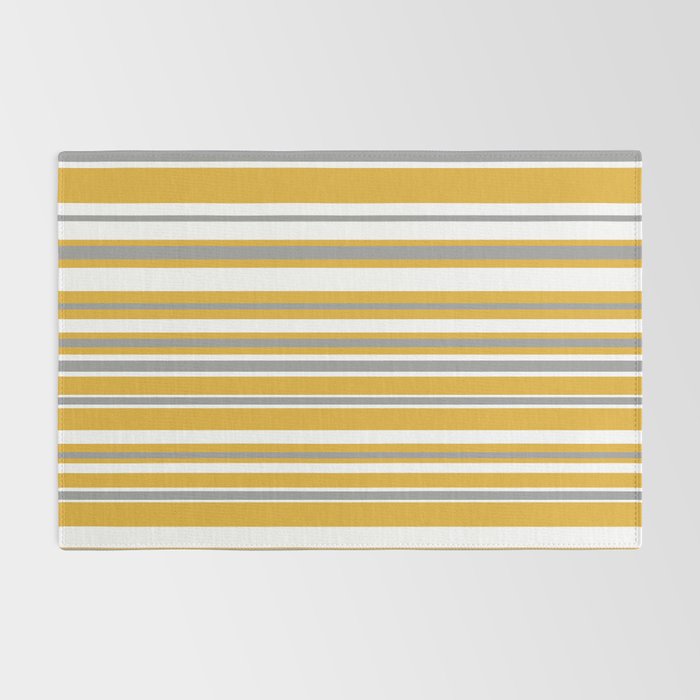 Perfectly Mustard Stripe Pattern with White and Gray Rug Gallery Image 2