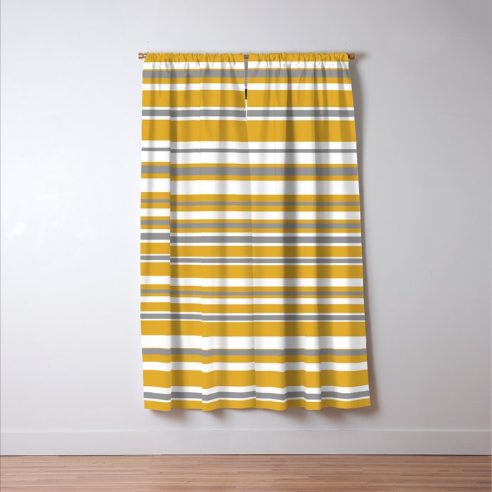 Perfectly Mustard Stripe Pattern with White and Gray Window Curtain Gallery Image 3